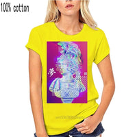 Thumbnail for Julius Caesar Statue Vaporwave Women T-Shirt - Yellow / XXS