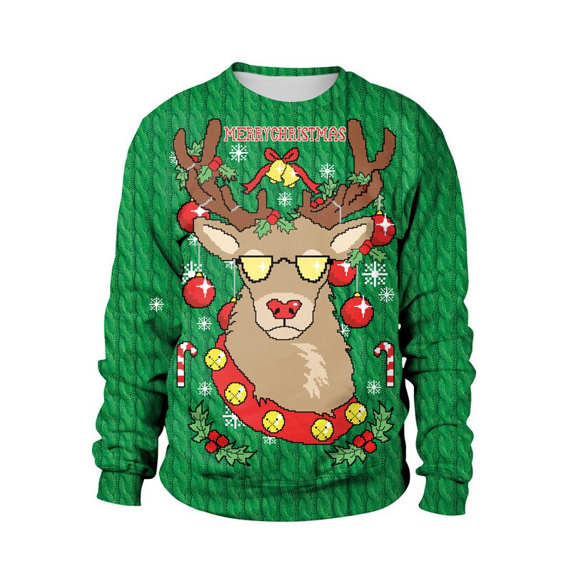 Ugly Christmas 3D Print Gift Funny Pullover - Ligth Green /