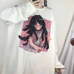Anime Dolls Oversized Sweatshirt - Silver / S - SWEATSHIRT