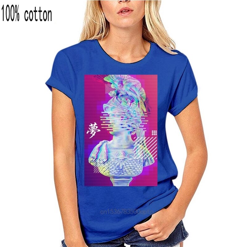 Julius Caesar Statue Vaporwave Women T-Shirt - Sky Blue /