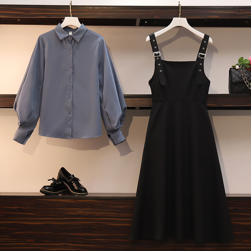 Elegant Office Lady Dress Sets - blue / M