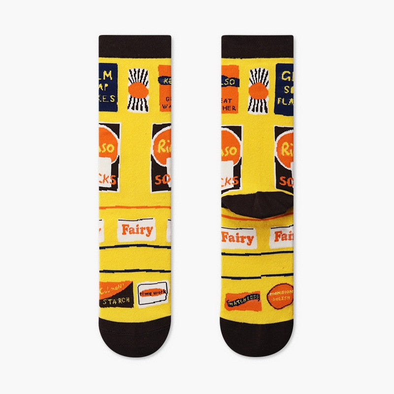 Creative Colorful Socks - Black-Yellow / One Size