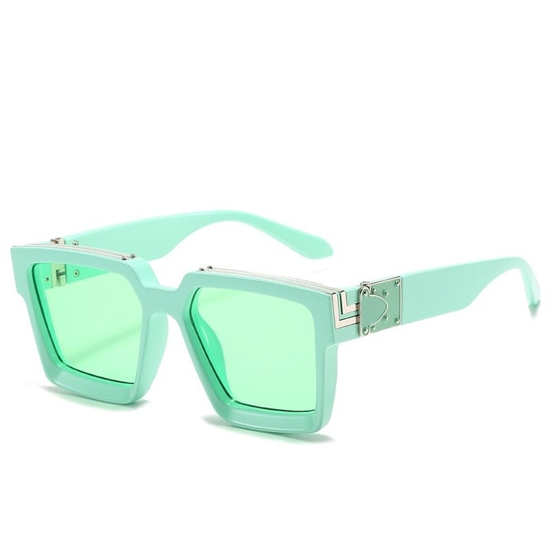 Luxury Frame Anti Glare Square Sunglasses - Green / One Size