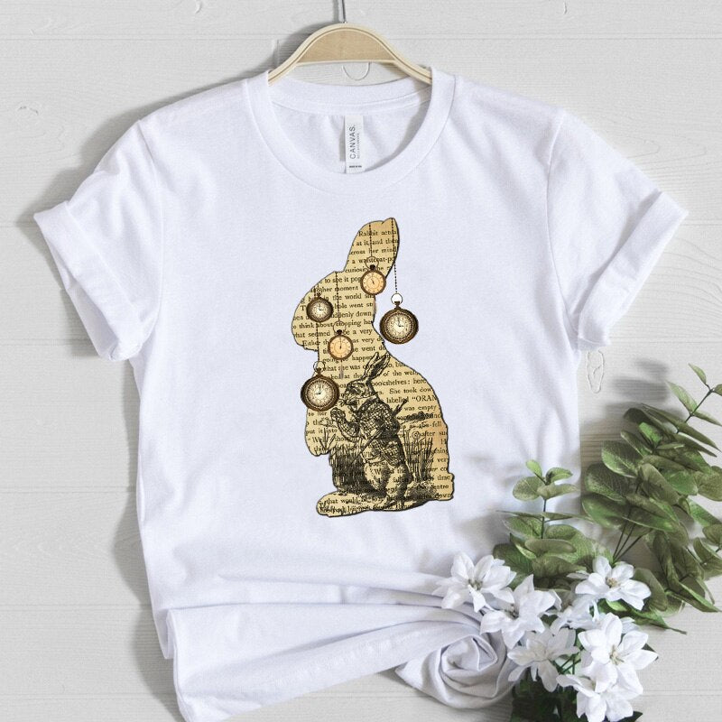 Alice In Wonderland and Rabbit T-Shirt - S