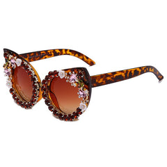 Flower Cat Eye Sunglasses - Leopard / One Size