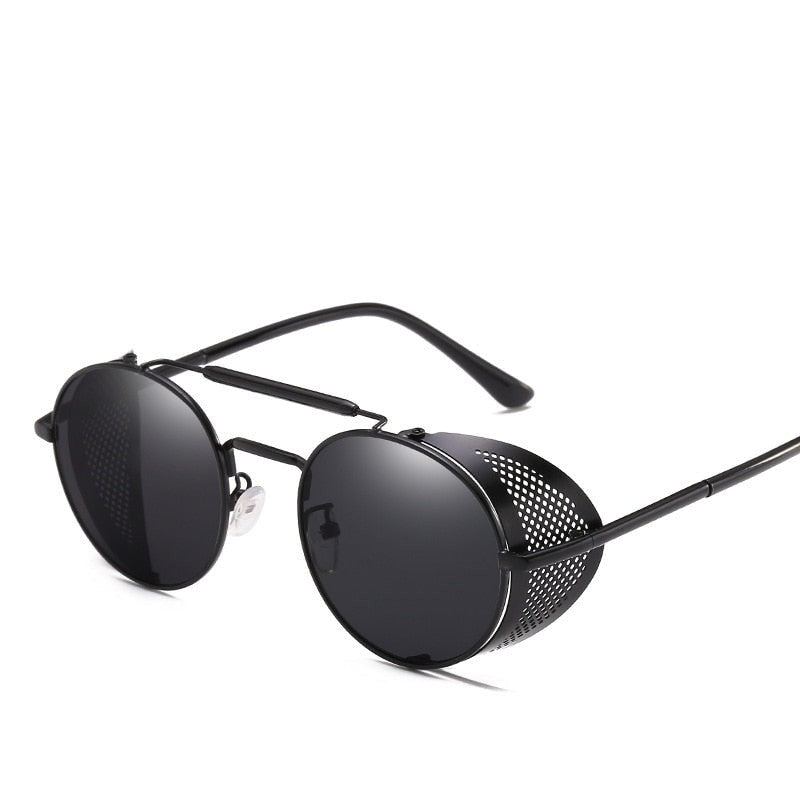 Round Metal UV Protection Sunglasses - Black / One Size