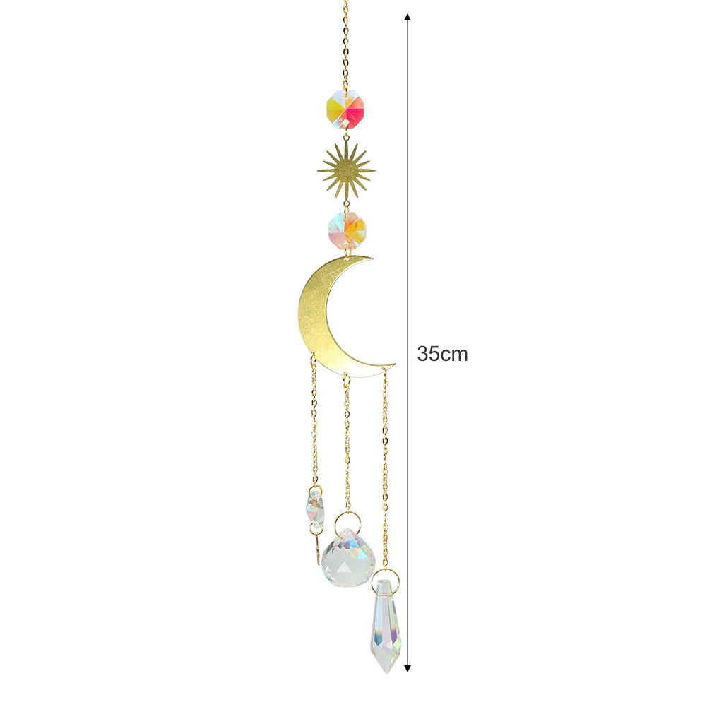 Crystal Windchime Ornament Star Moon Pendant - 23