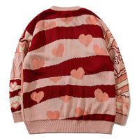 Thumbnail for Heart Color Block Knitted Sweater