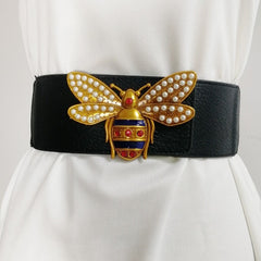Queen Bee Wide Cummerbunds Corset PU Leather Belt Elastic -