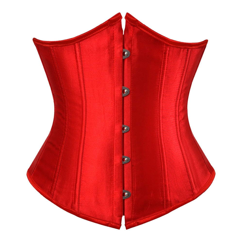 Steampunk Underbust Lace-up Corset - Red / S