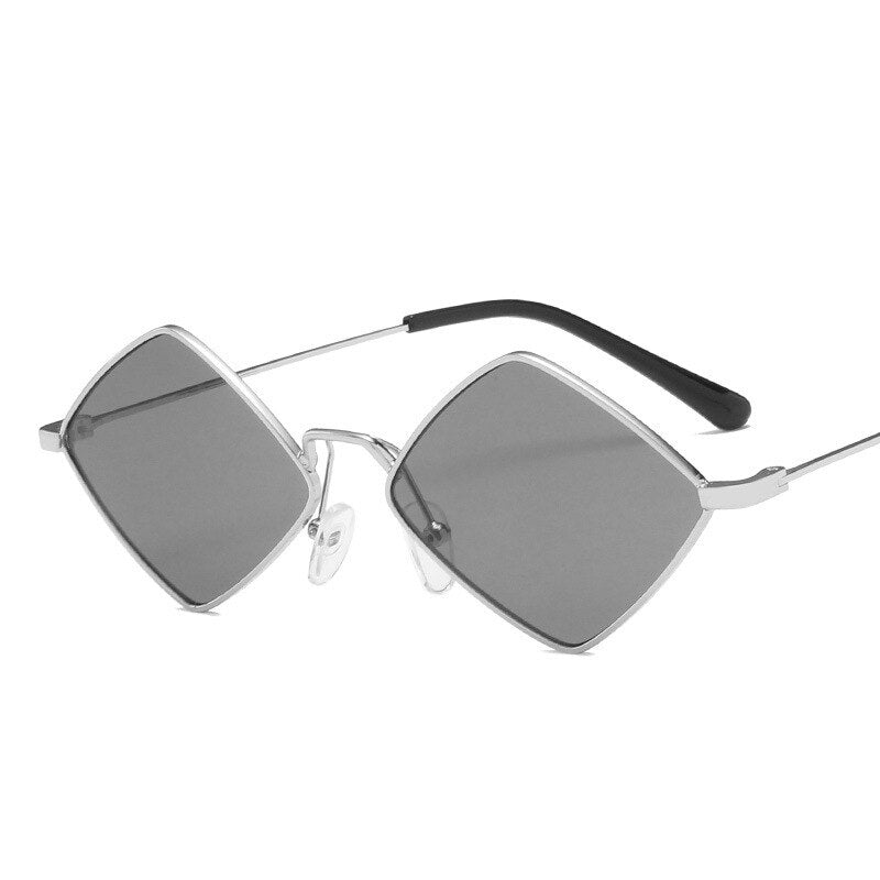 Small Rhombus Lens Sunglasses - Silver-Gray / One Size