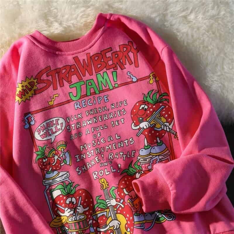 Strawberry Jam Recipe Sweatshirt - Pink / S - Sweatshirts
