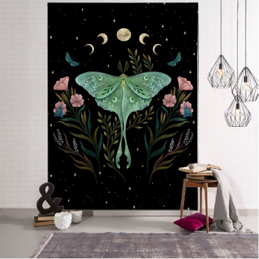Flower Butterfly Pattern Tapestry Blanket - F / 95x70cm