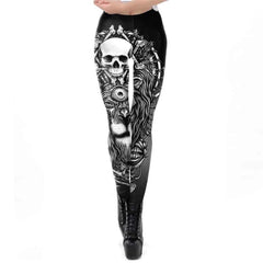 Goth Aesthetic Steampunk Skeleton Legging - White / S -