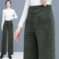Thumbnail for Oversized Corduroy Wide Leg High Waist Pants - Army Green /