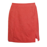 Thumbnail for Corduroy High Waist Mid-Length Skirt - Orange / S