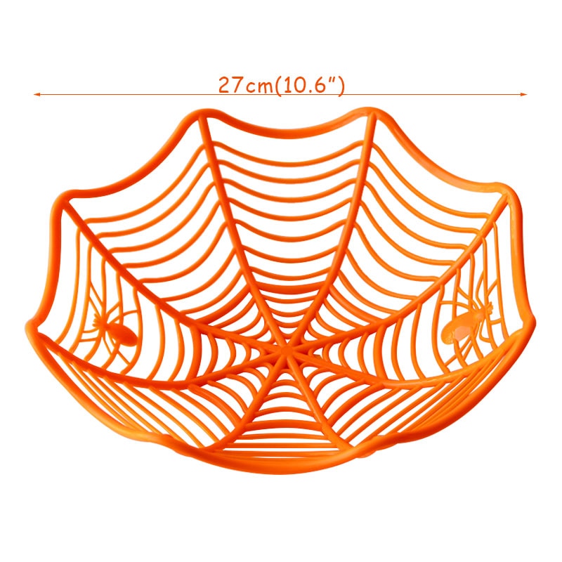 Halloween Decoration Black Spider Web Bowl - orange