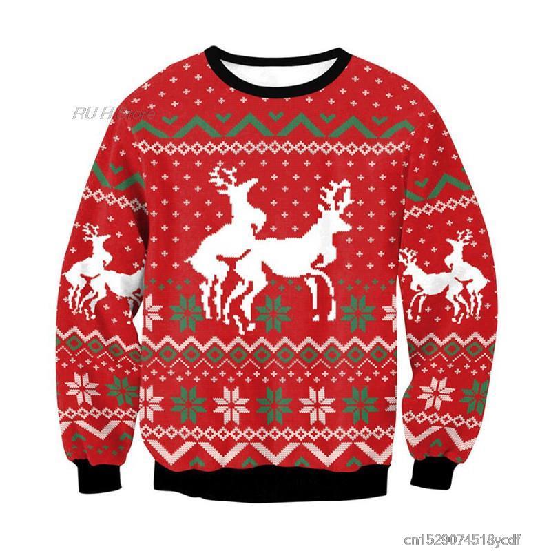 Funny Animals Ugly Christmas Unisex Sweater - Reindeer. / S