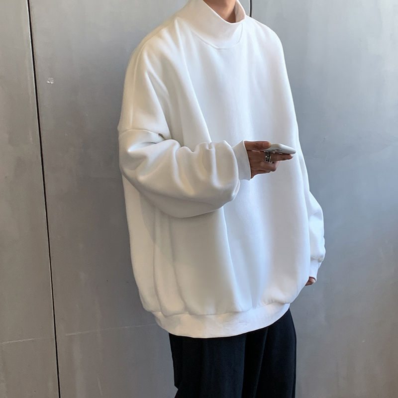 Korean Fashion Stand-up Collar Pastel Sweatshirt - White / M