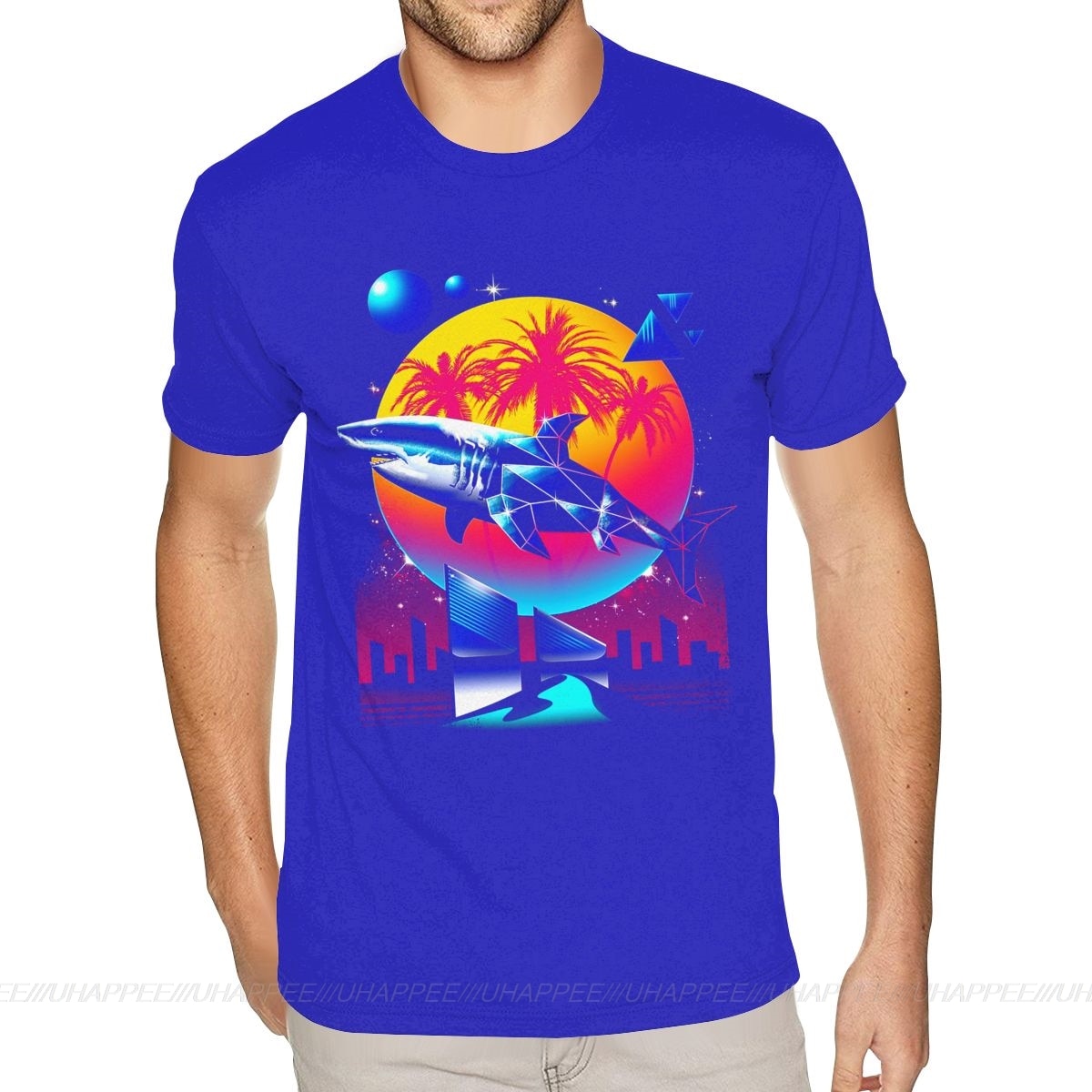 Aesthetic Shark Vaporwave T-Shirt - Blue / S