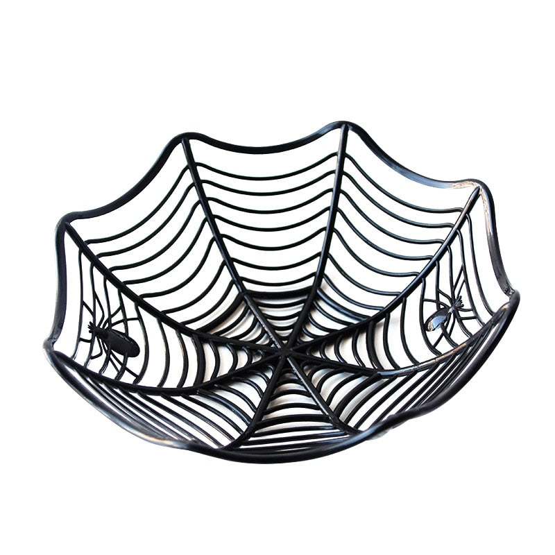 Halloween Decoration Black Spider Web Bowl - black