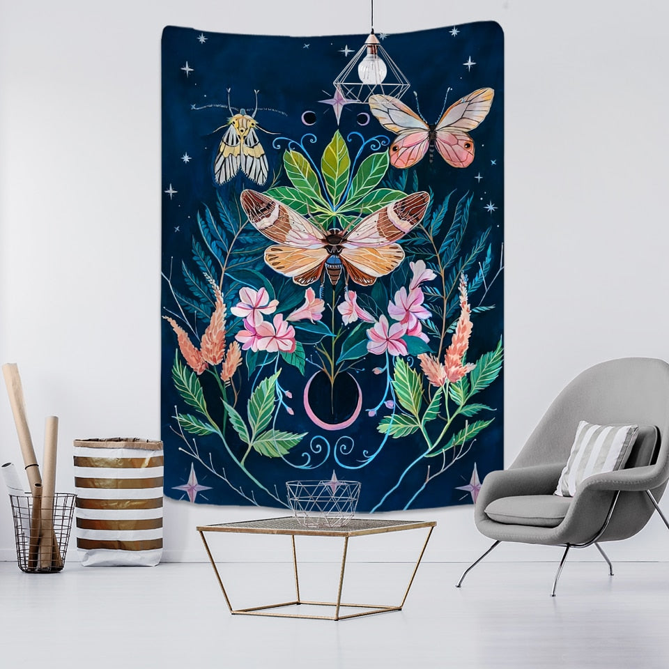 Psychedelic Butterfly Tapestry Wall - E / 95x70cm