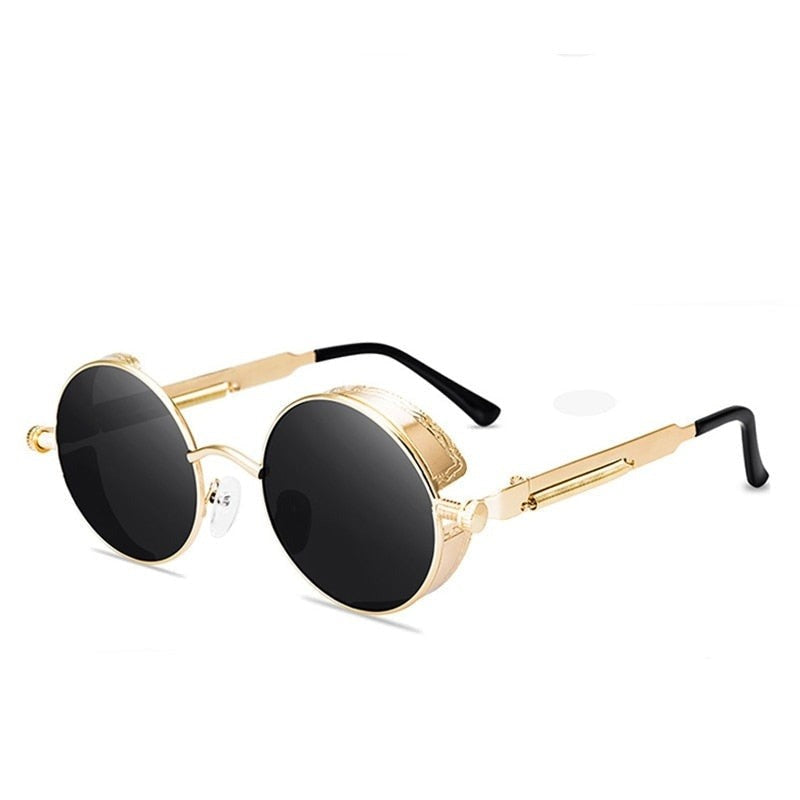 Round Metal Sunglasses - Black / One Size