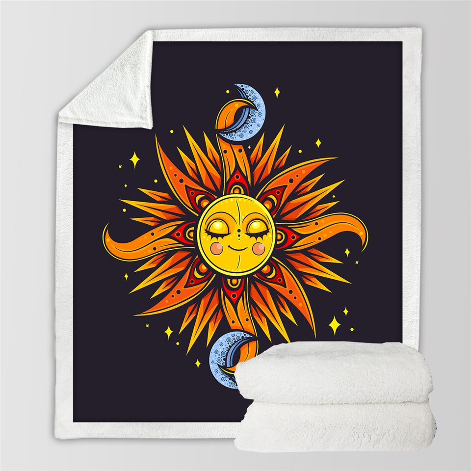 Sun and Moon Soft Blanket - Purple / 130cmx150cm