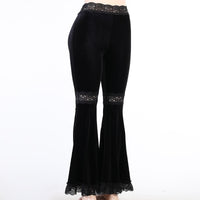 Thumbnail for Dark Gothic Lace Flare Pants - Black / S - Flared