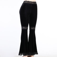Dark Gothic Lace Flare Pants - Black / S - Flared