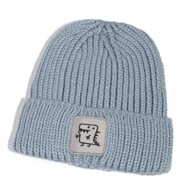 Fashion Windproof Knitted Dinosaur Beanie - Light Blue / One