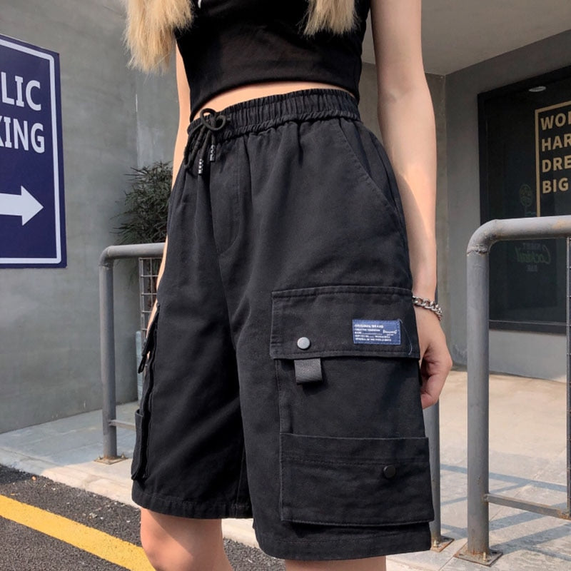 Double Pocket Cargo Short Pants - Black / M