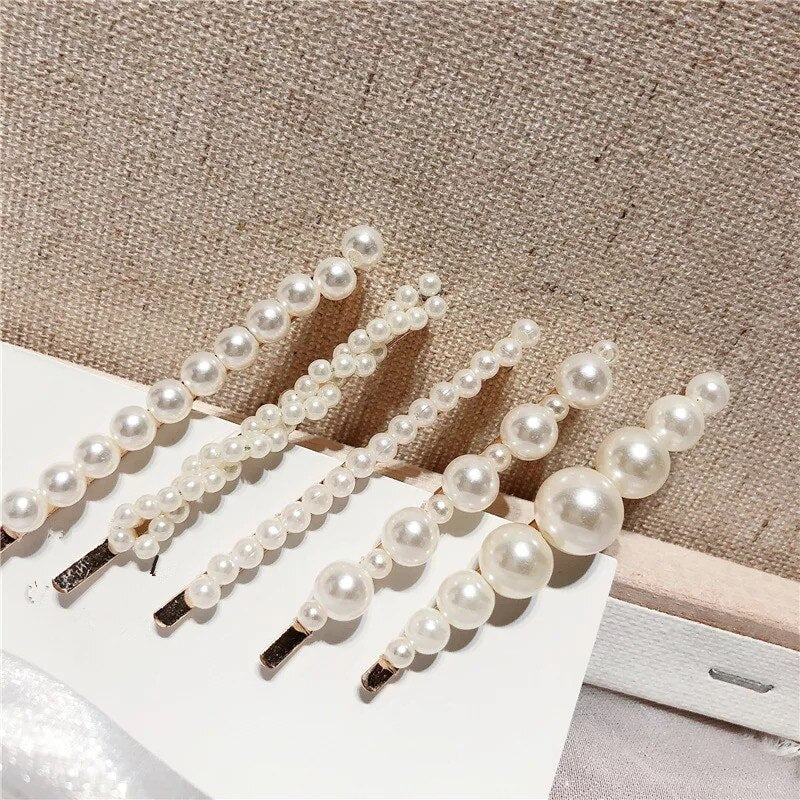 Small Imitation Pearl Hairpins - 5 Pcs / One Size / White -
