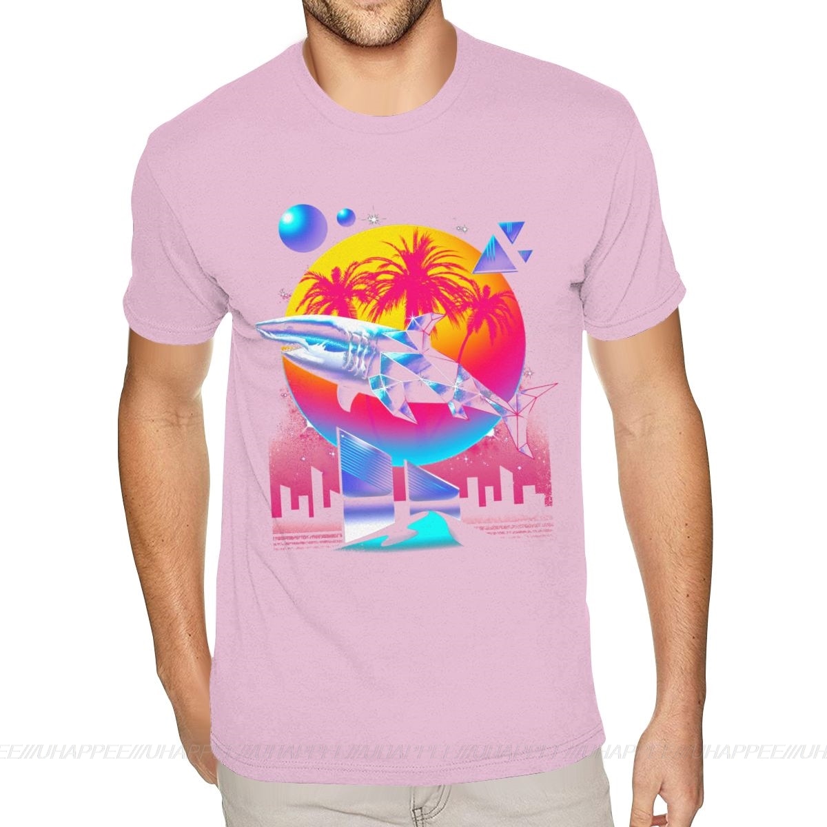Aesthetic Shark Vaporwave T-Shirt - Pink / S