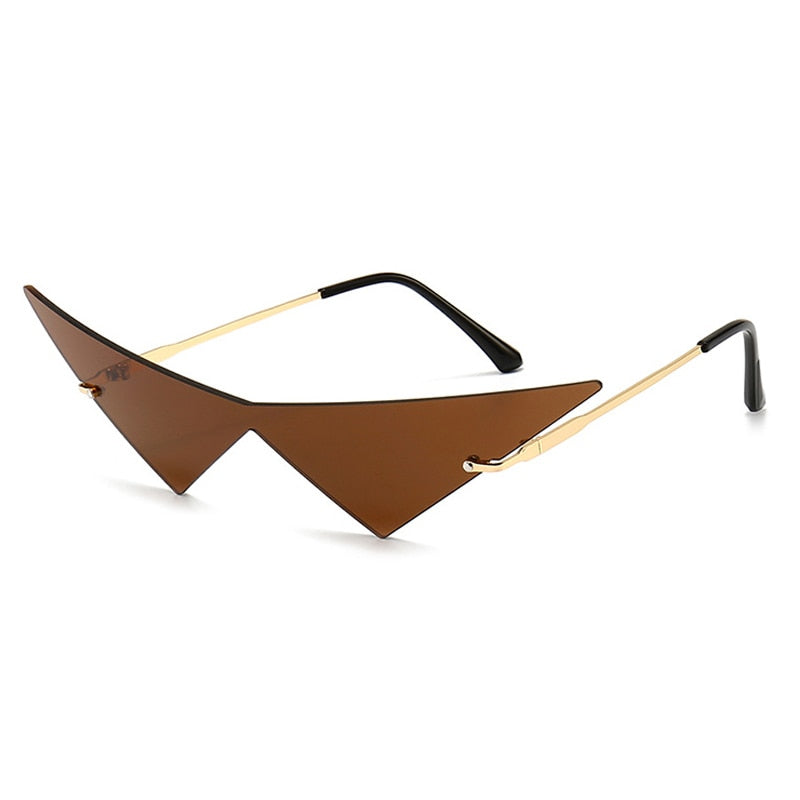 Triangle One Piece Sunglasses - Brown