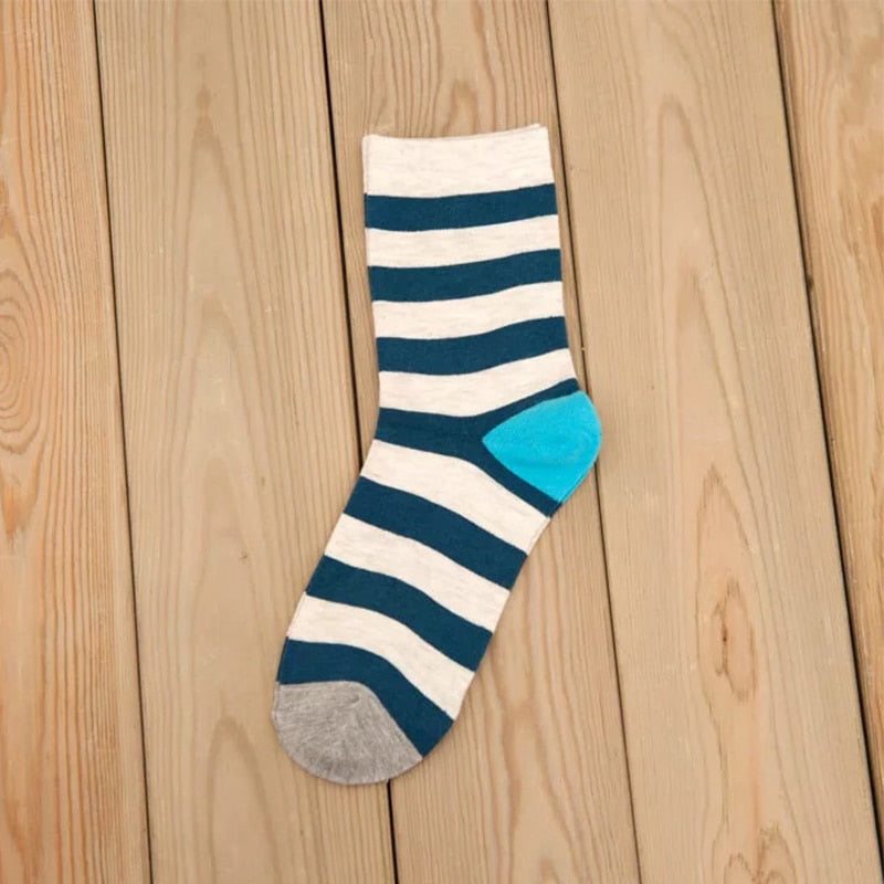 Striped Thigh high long Sock - Blue - Socks