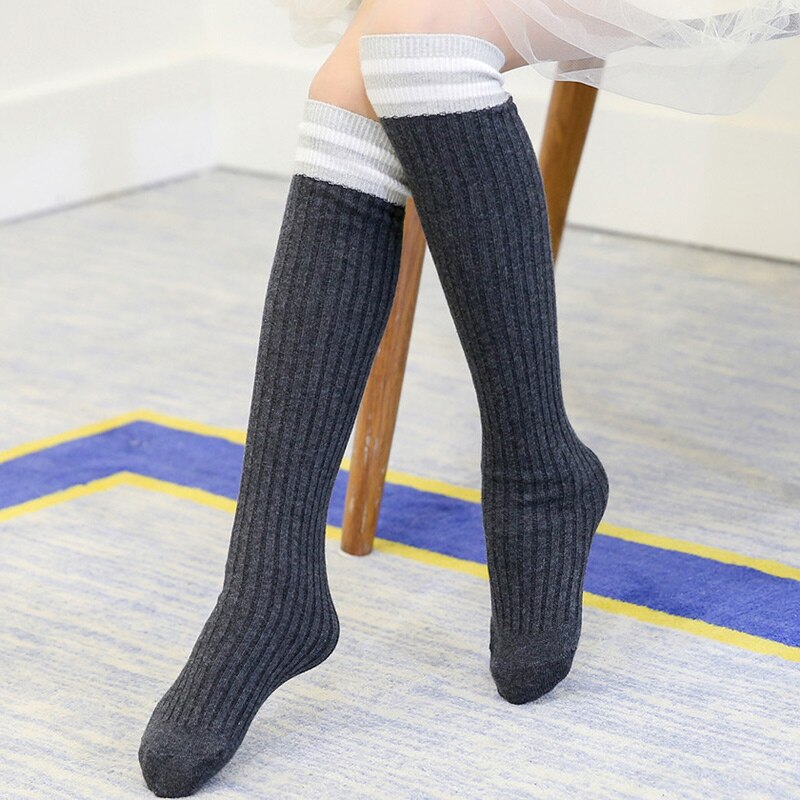 Stripe Up Knee High Socks - Gray