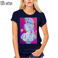 Thumbnail for Julius Caesar Statue Vaporwave Women T-Shirt - Blue / XXS