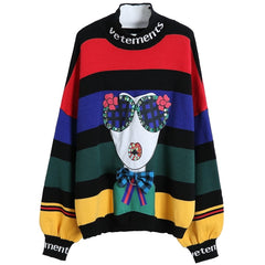 Rainbow Cartoon Knitted Sweater - One Size / rainbow sweater