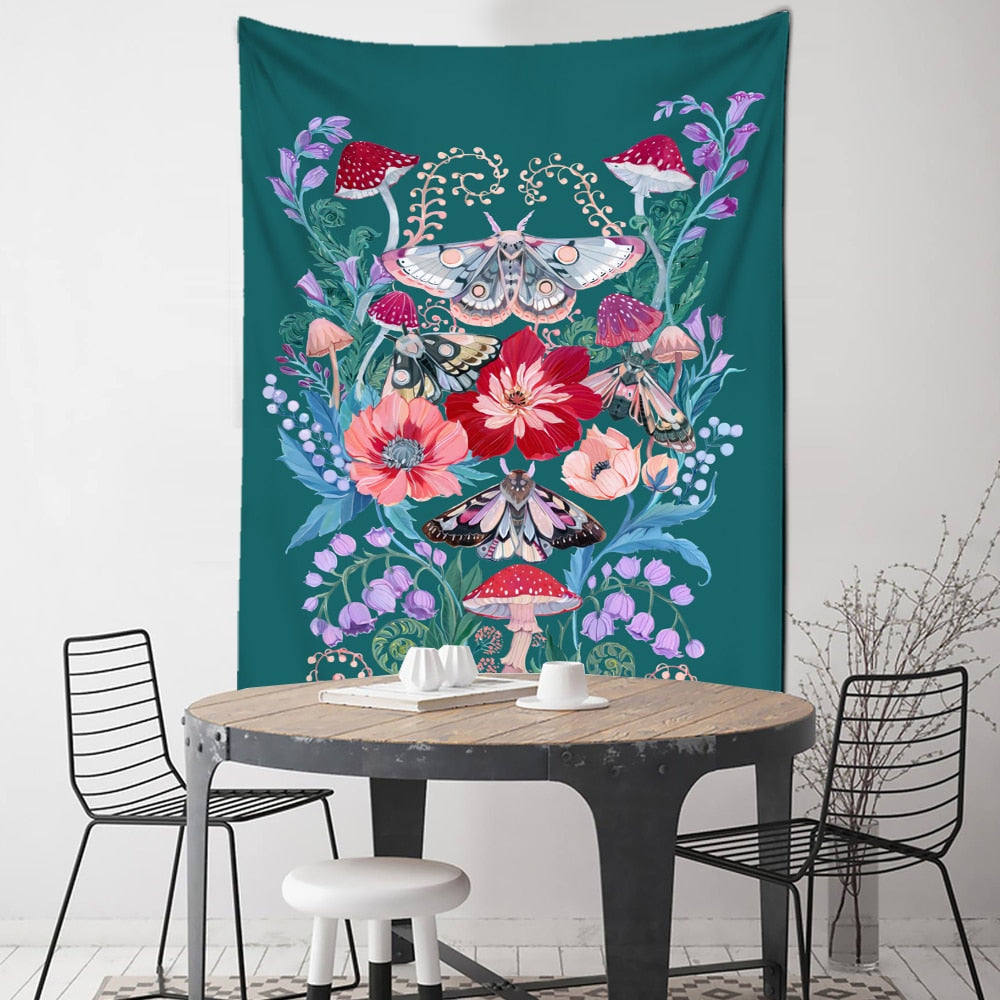 Flower Butterfly Pattern Tapestry Blanket - H / 95x70cm