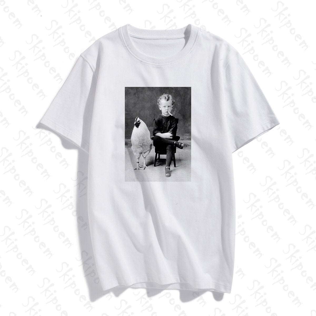 Aesthetic Weird Smoking Boy T-Shirt - White / S