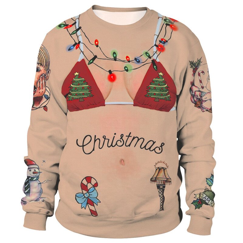 Ugly Christmas Women 3D Print Sweater - Cream / M