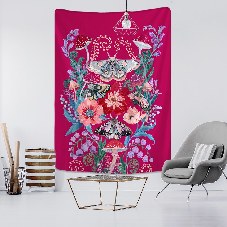 Butterfly Psychedelic Tapestry Wall - C / 95x70cm