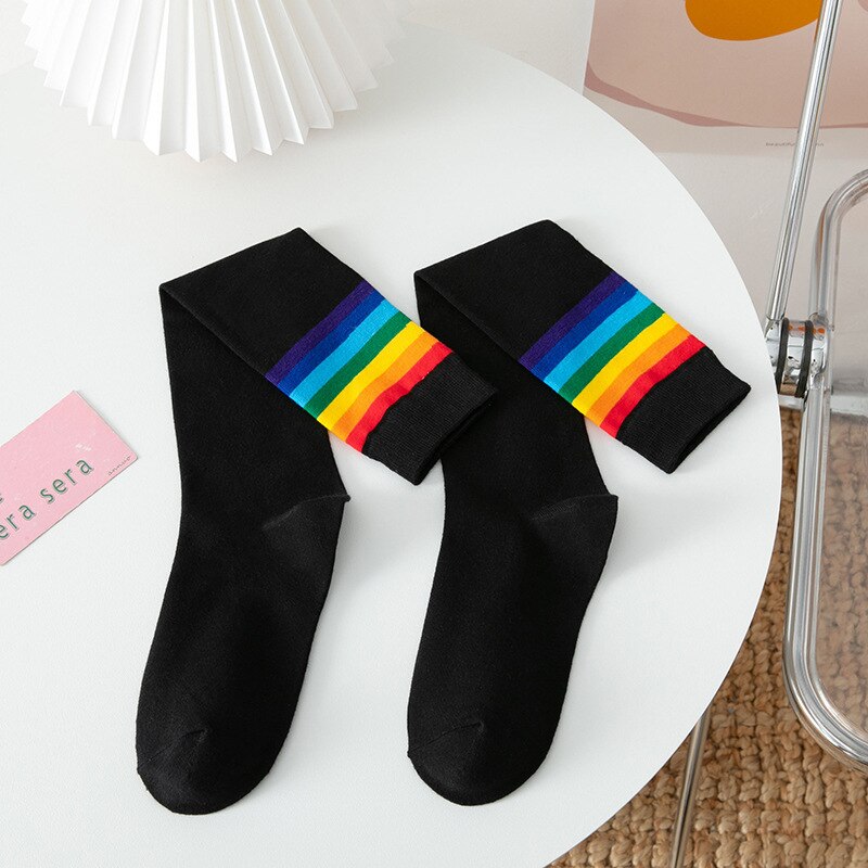 Rainbow Stripe knee Long Socks
