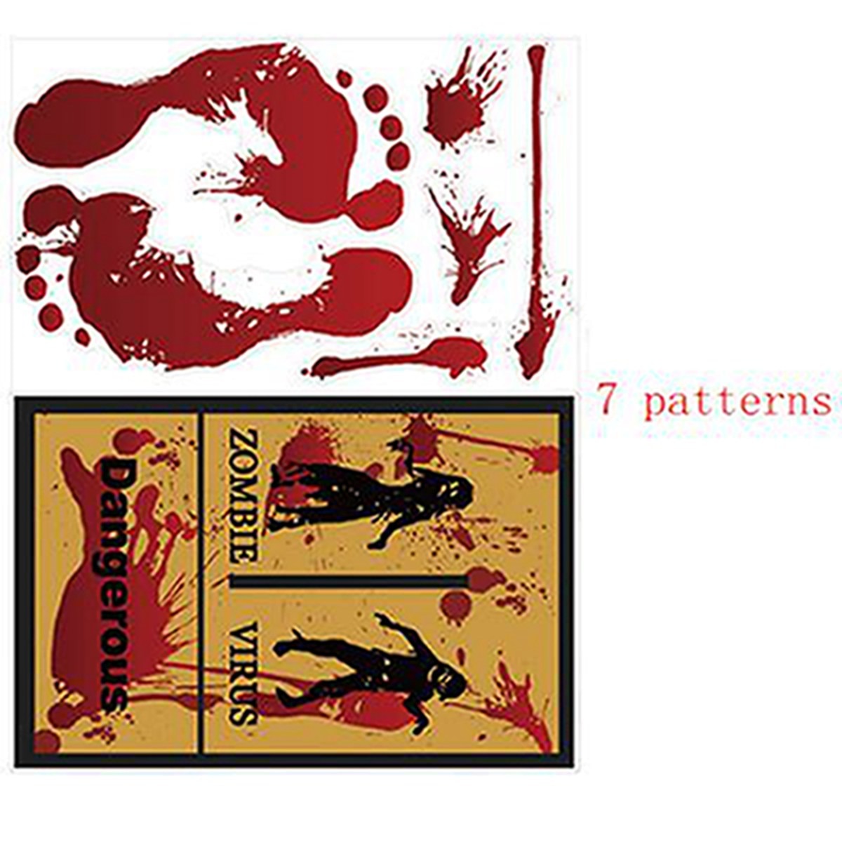 Big Removable Happy Halloween Stickers Blood Hands - A -