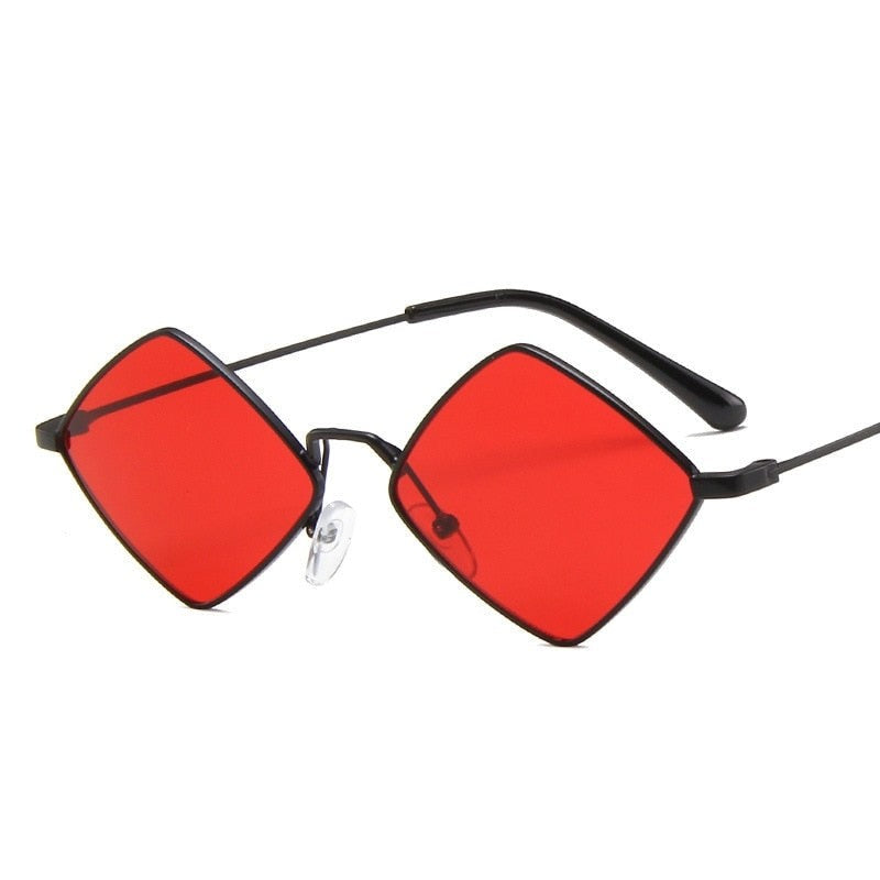Small Rhombus Lens Sunglasses - Black-Red / One Size