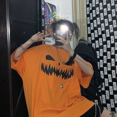 Harajuku Pumpkin Print T-Shirt