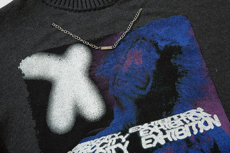 Punk Goth Streetwear Knitted Sweater