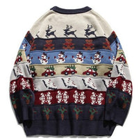 Thumbnail for Christmas Elk Snowman Crewneck Sweaters - Navy Blue / M -