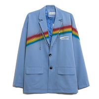 Thumbnail for Rainbow Chain Flip Pocket Long Sleeve Blazer - Blue / S